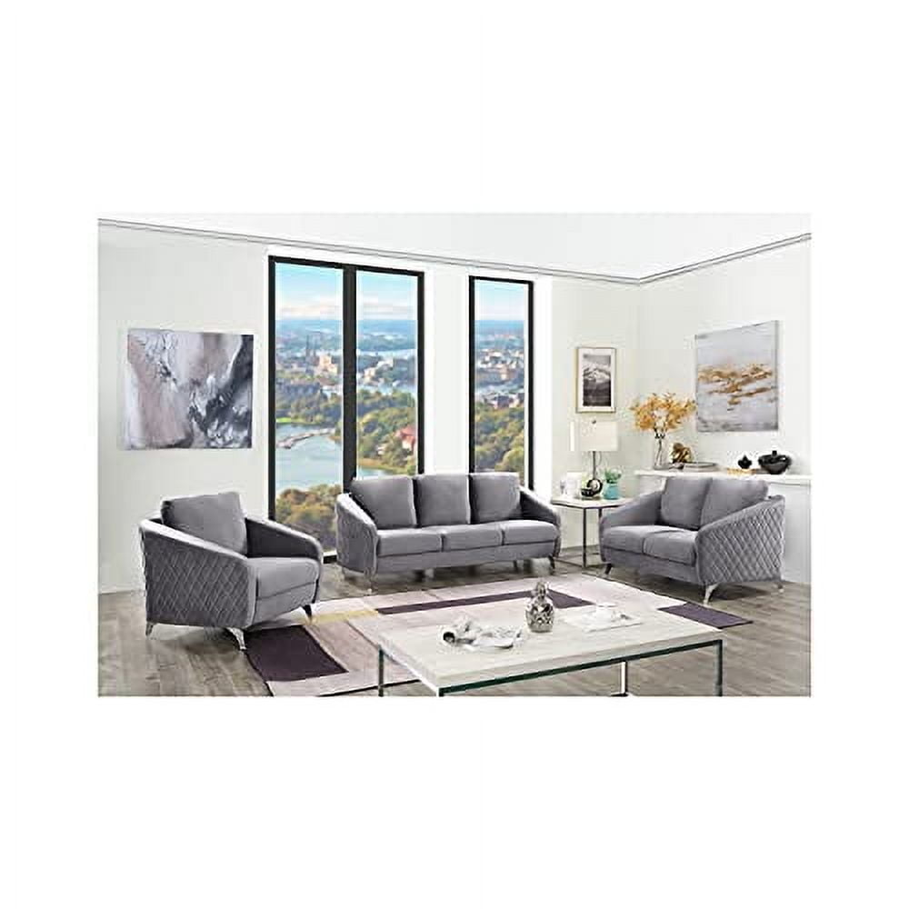 Sofia Gray Velvet Sofa Loveseat and Chair Set