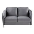 thumbnail image 1 of Sofia Gray Velvet Elegant Modern Chic Loveseat Couch, 1 of 6