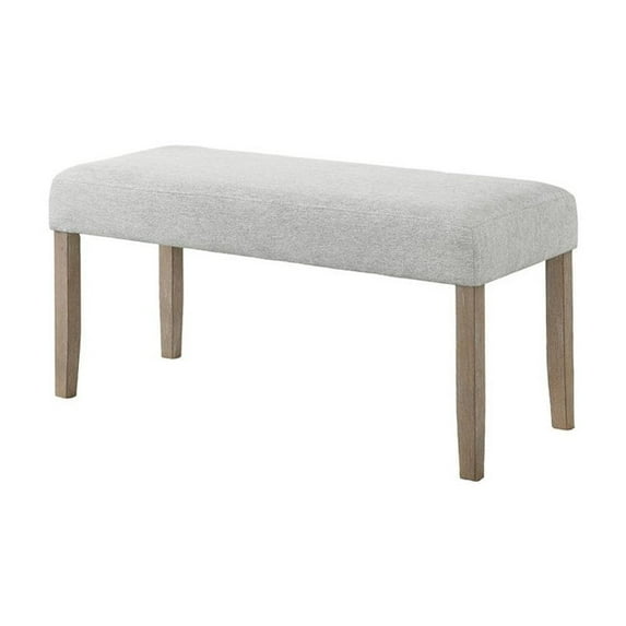 Lilola Home Tabitha Light Oak Finish Dining Bench with Light Gray Fabric