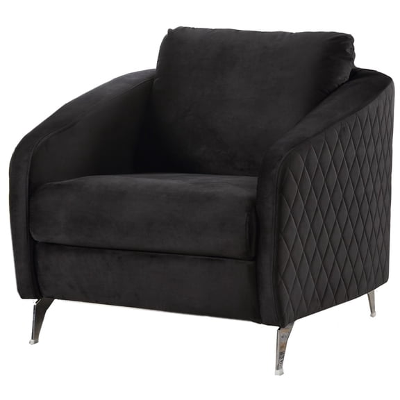 Contemporary Home Living 36" Sofia Black Velvet Modern Chic Accent Armchair