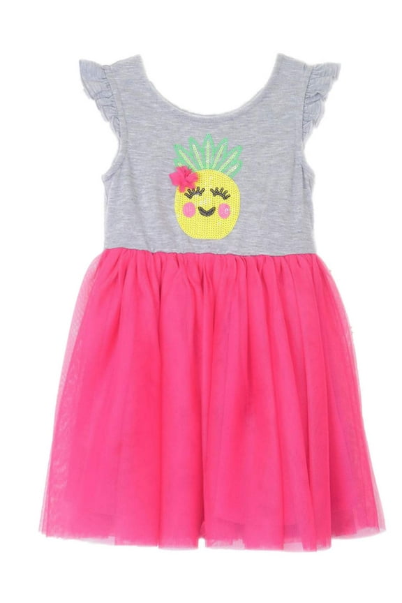 Lilt Toddler Girls Pink & Gray Stripe Sequin Pineapple Tutu Dress 2T