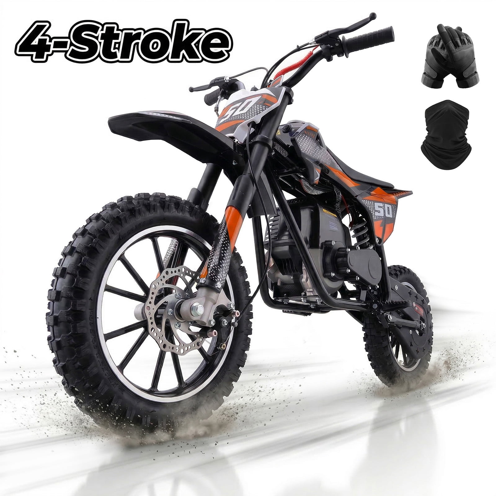 LiltJan 39CC Kids Dirt Bike, 4-Stroke Off Road Mini Motorcycle, 55lbs Lightweight Design with 165lbs Max Capacity, Gas Powered Trail Bike for Beginners with Dual Suspension