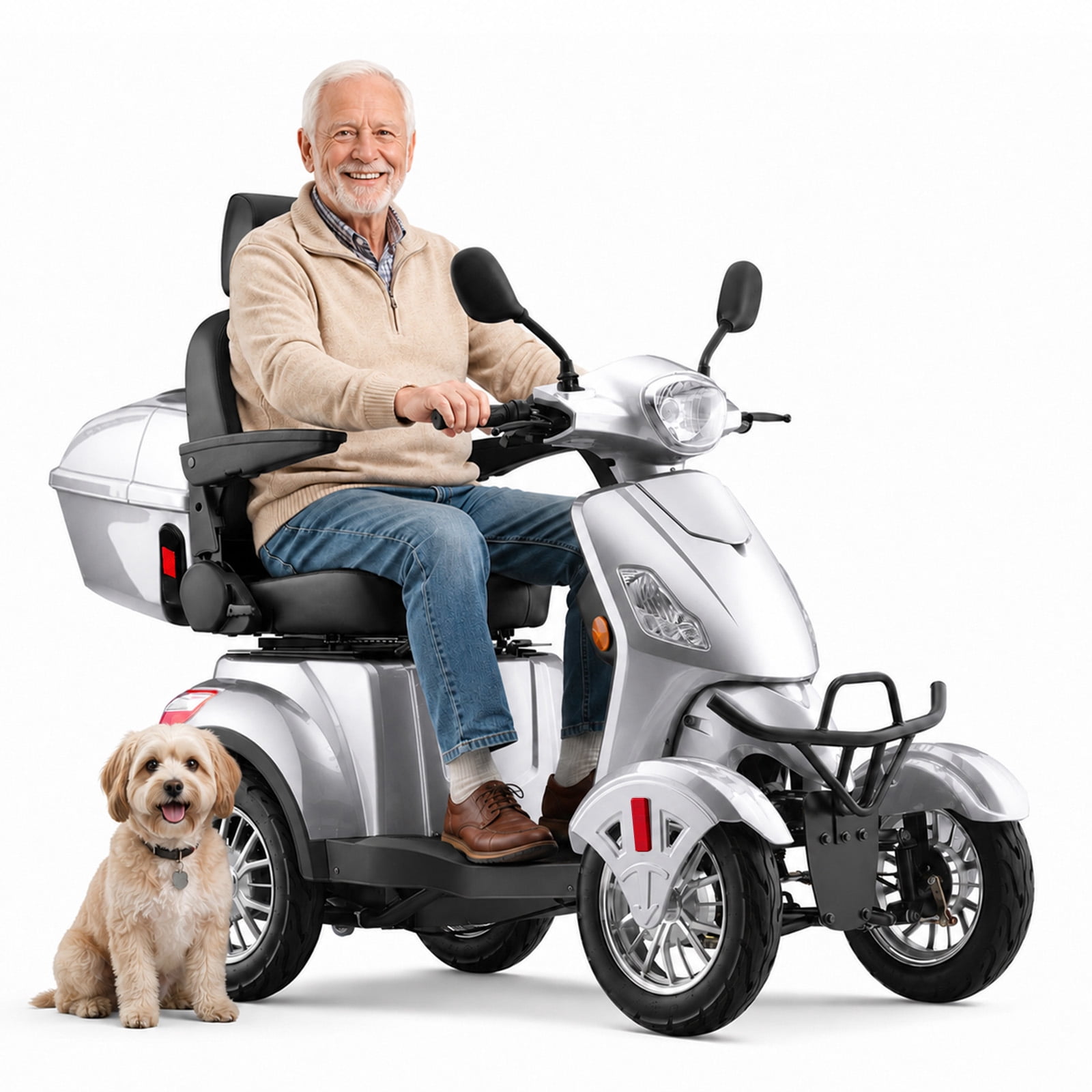 LiltJan Electric Mobility Scooter for Adults Seniors, 4 Wheel All Terrain Heavy Duty Powered Scooter with 800W Motor, 25 Mile Range, Adjustable Speed, Remote Key, Comfortable Ride, Ready to Ride