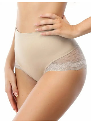 3 Pack High Waist Tummy Control Panties for Women, Lace Underwear No Muffin  Top Shapewear Brief Panties