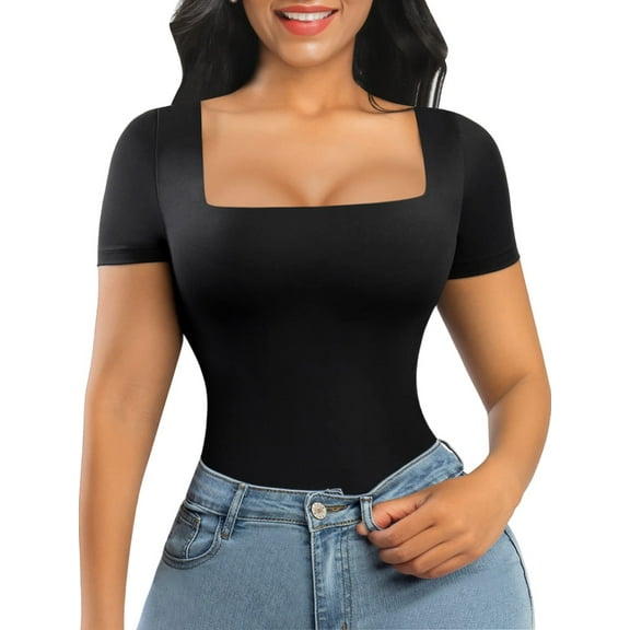 Lilvigor Bodysuit for Women - Seamless Body Shaper Short Sleeve Shapewear Shaping Sculpting Suit Thong for Daily Outdoor