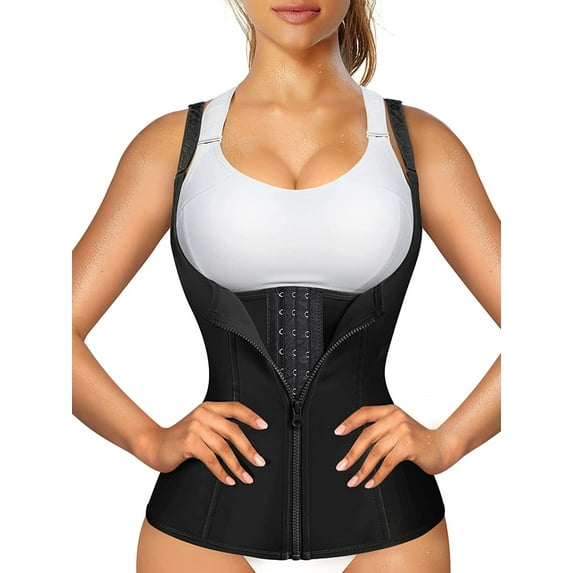 Lilvigor Corsets for Women Waist Trainer Zipper Vest Sports Girdle Tummy Control Body Shaper Cincher Workout Tank Top with Straps