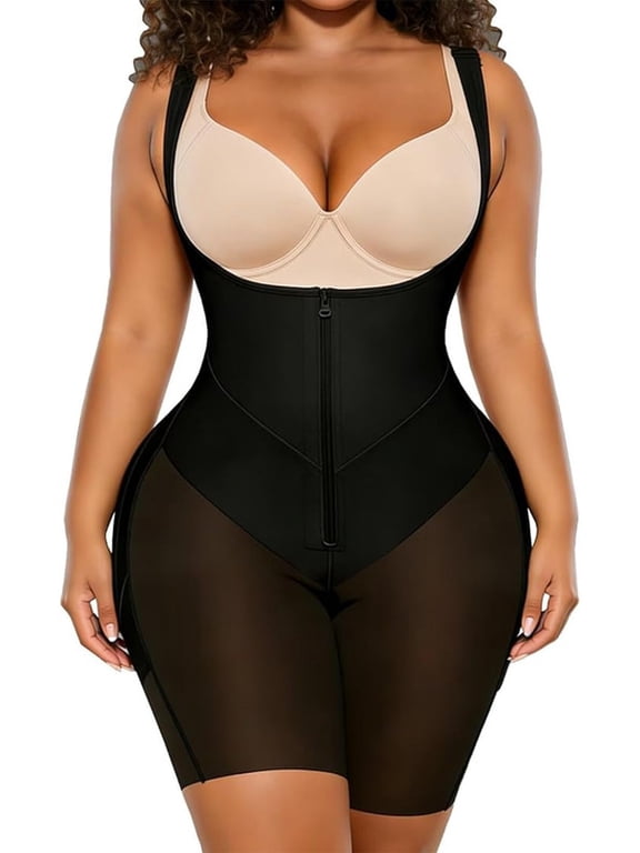Fajas Colombianas Body Shaper for Women - Tummy Control Butt Lifting Shapewear Bodysuit with Zipper Crotch