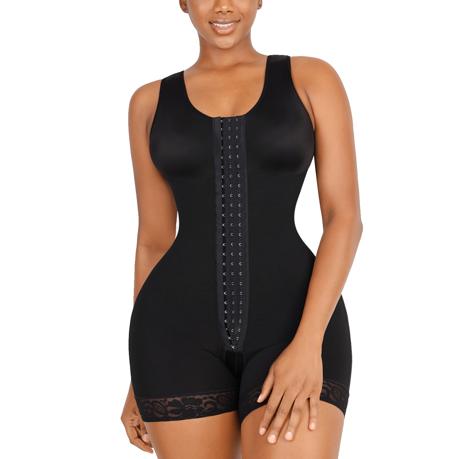 Fajas Salome 0217, Mid Thigh Firm Compression Full Body Shaper for Women, Butt Lifter Open Bust Postpartum Bodysuit