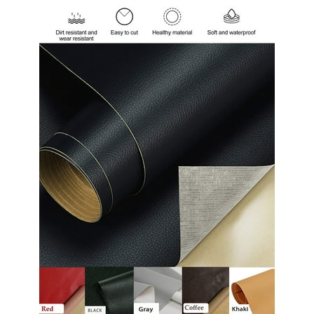 Lilvigor Leather Repair Patch self Adhesive, Leather Repair kit Vinyl Leather Patches for Couch, Furniture, car seat, Sofa, Shoe, Wall (Black, 7.8-61.8 inch)