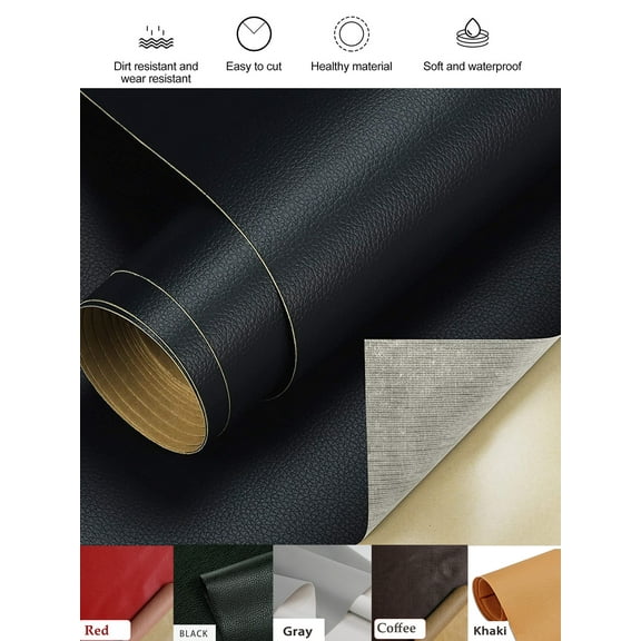 Lilvigor Leather Repair Patch self Adhesive, Leather Repair kit Vinyl Leather Patches for Couch, Furniture, car seat, Sofa, Shoe, Wall (Black, 7.8-61.8 inch)