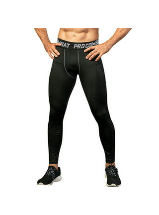 GANYANR Running Tights Men Sports Legging Fitness Yoga Basketball  Compression Athletic Long Bodybuilding Gym Jogging Pants Skins Color:  Black, Size: L