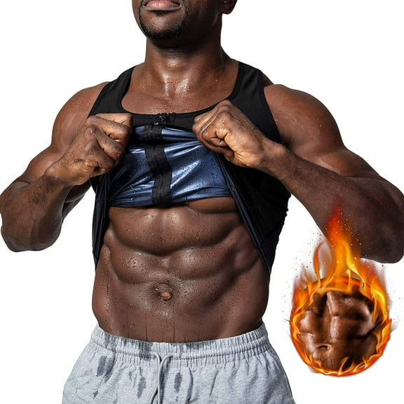 Lilvigor Men’s Sauna Vest Sweat Tank Top Heat Trapping Workout Vest for Male Body Shaper Waist Trainer Sauna Suit Corset for Men with Zipper