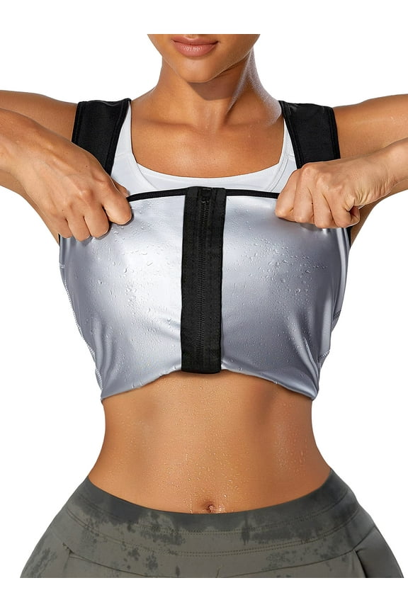 Lilvigor Sauna Suit for Women Waist Trainer Sweat Vest Plus Size Shapewear with Zipper for Workout
