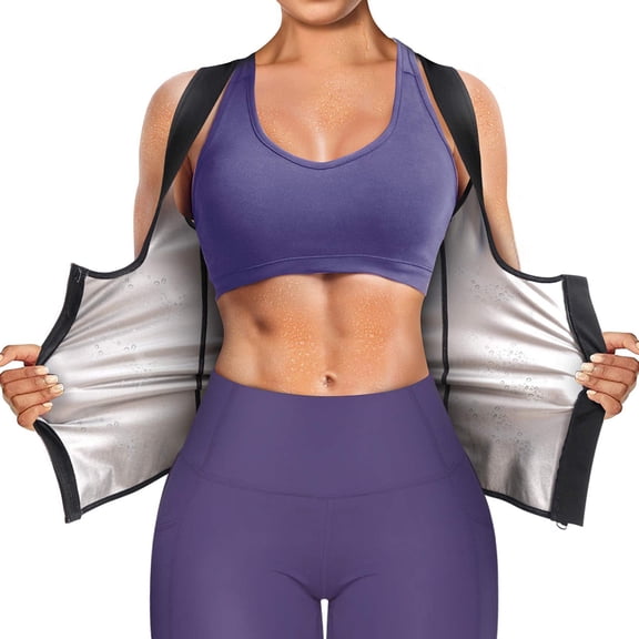 Lilvigor Sauna Suit for Women Waist Trainer Vest for Women Sweat Tank Top Shaper for Women with Zipper Adjustable for Workout Gym
