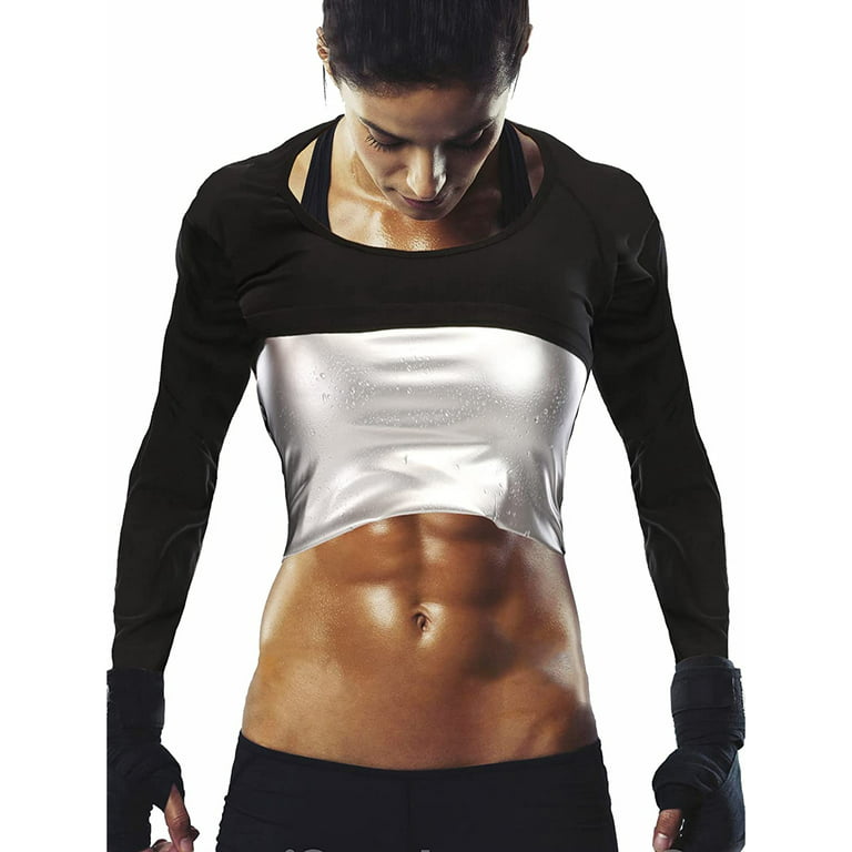 Lilvigor Sauna Suit for Women Weight Loss Long Sleeve Sauna Shirt Sweat  Workout Body Shaper Tank Tops