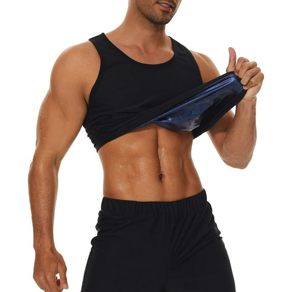 Lilvigor Sauna Sweat Vest for Men T Shirt Heat Trapping Tank Tops Workout Suit Weight Loss Waist Trainer Body Shaper Slimming for Gym Fitness Enhancing Vest
