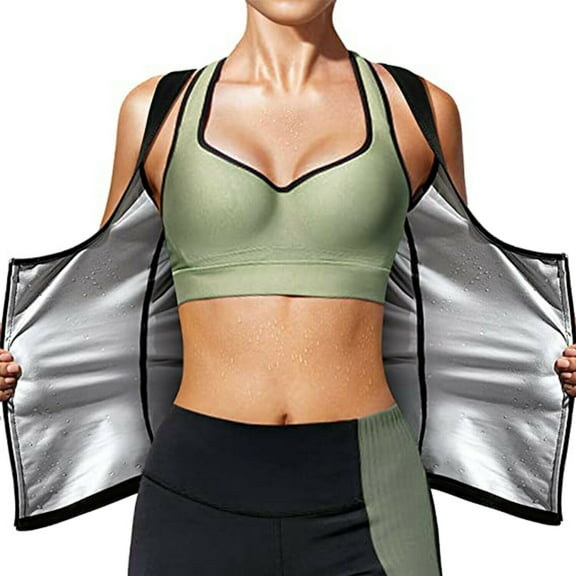 Lilvigor Sauna Sweat Vest for Women Hot Polymer Waist Trainer Weight Loss Sauna Suit Slimming Workout Body Shaper Corset with Zipper