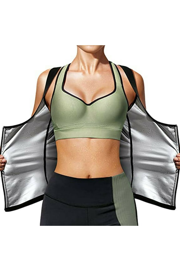 Sauna Sweat Vest for Women Hot Polymer Waist Trainer Weight Loss Sauna Suit Slimming Workout Body Shaper Corset with Zipper