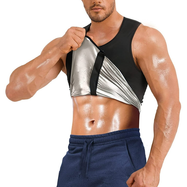 Lilvigor Sauna Vest for Men Waist Trainer Vest Sauna Sweat Suit Zipper Body  Shaper Tank Top Workout Compression 