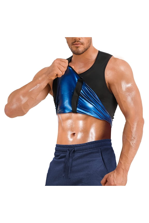 Sauna Vest for Men Waist Trainer Vest Sauna Sweat Suit Zipper Body Shaper Tank Top Workout Compression