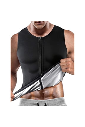 Sauna Vest with Zipper Men Sauna Suit Waist Trainer Workout Tank Top Body Shaper Compression Shirt