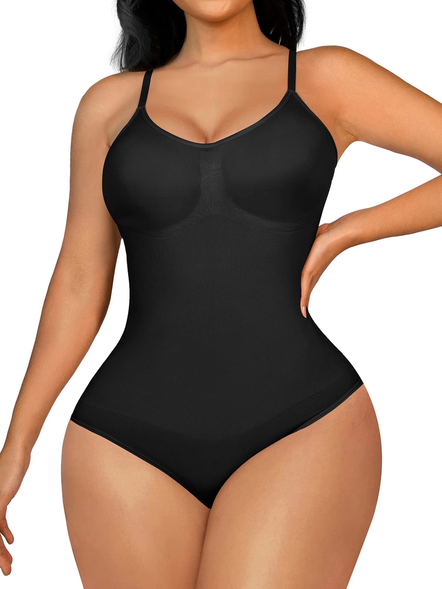 Premium Colombian Shapewear-Open-Bust Mid-Thigh Bodysuit Tummy To