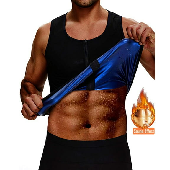 Lilvigor Sweat Shaper Men’s Premium Workout Compression Athletic Zip Tank Slimming Zip Vest Training Zip Tank Top