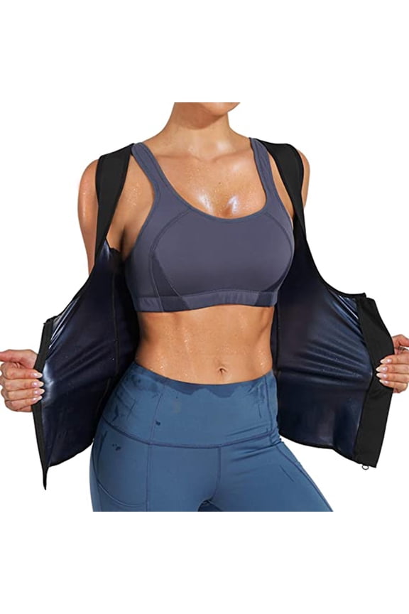 Sweat Vest for Women Workout Training Heat Trapping Zipper Sauna Vest Slimming Tank Top