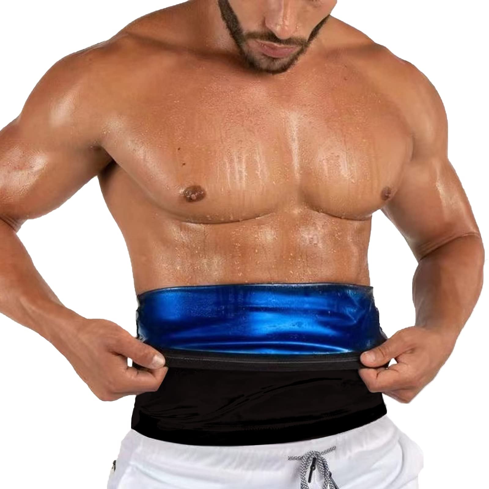 Lilvigor Sweat Waist Trimmer Sauna Belt Body Shaper for Men Workout Loss Belly Fat Burner Slimming Band Tummy Control Sport Girdle for Gym Fitness