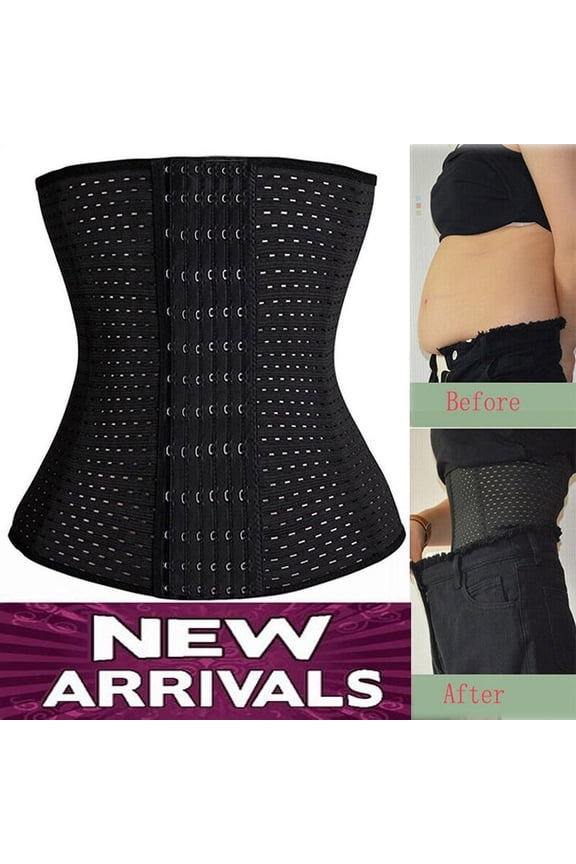 Waist Shapers Women's Waist Cincher Trainer, Adjustable Tummy Control Corset, Black