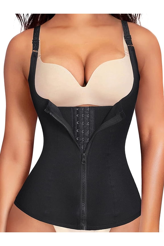 Waist Trainer for Women Fitness, Zipper Waist Cincher Slimming Underbust Corset Trimmer Indoor Workout Body Shaper Tank Top