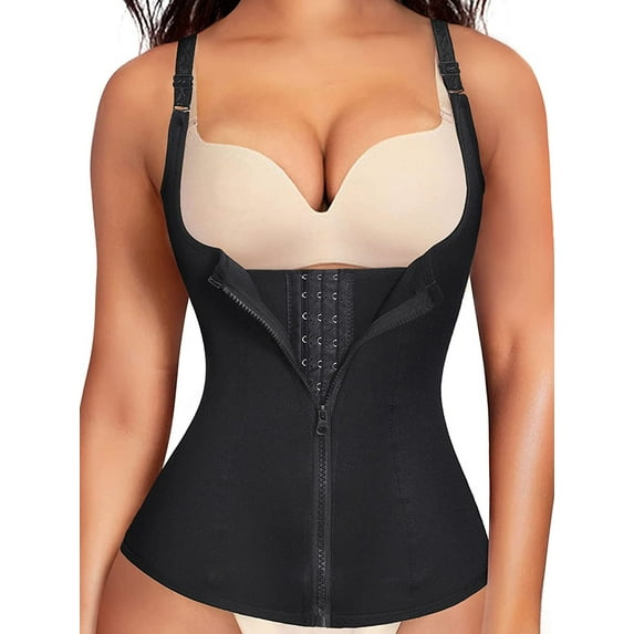 Lilvigor Waist Trainer for Women Fitness, Zipper Waist Cincher Slimming Underbust Corset Trimmer Indoor Workout Body Shaper Tank Top