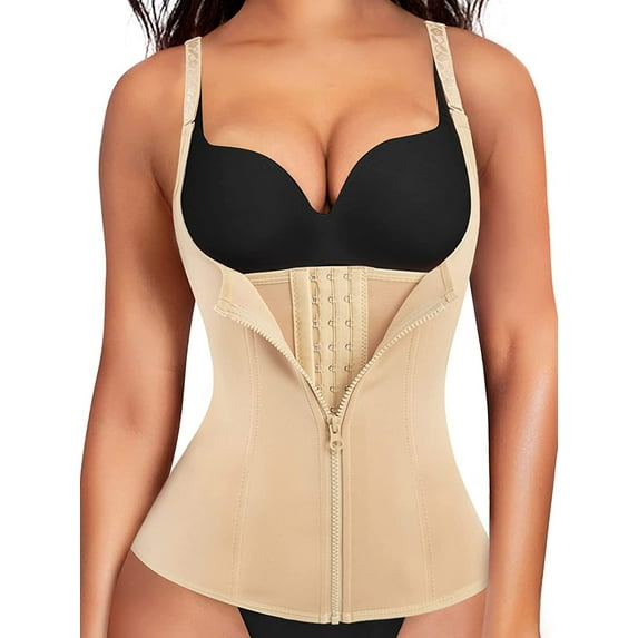Lilvigor Waist Trainer for Women Fitness, Zipper Waist Cincher Slimming Underbust Corset Trimmer Indoor Workout Body Shaper Tank Top