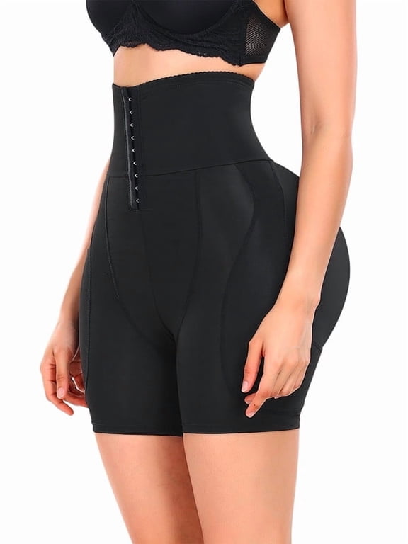 Women Hip Padded Booty Lifter Shapewear Thicker Enhancer Removable 4 Pads Control Panty for Bigger Butt Hook Closure