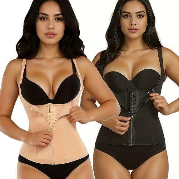 Lilvigor Women Waist Trainer Corset Tummy Control Zipper Vest Workout Body Shaper Cincher Tank Top with Straps