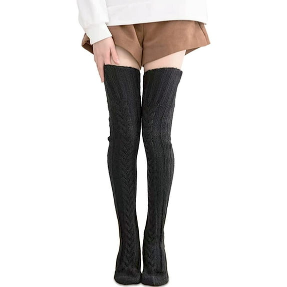 Lilvigor Women's Cable Knitted High Boot Socks Extra Long Winter Over Knee Stockings Leg Warmers Thigh-High Socks
