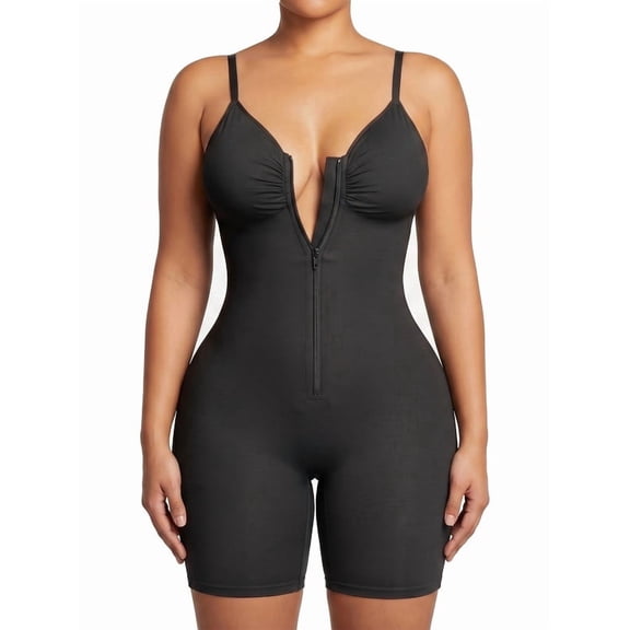 Lilvigor Women's Fajas Shapewear Seamless Bodysuit Double-Layer Tummy Control Zip-Up Body Shaper Waist Defining