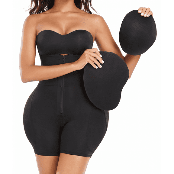Lilvigor Women's High Waisted Tummy Control Body Shaper - Fajas Colombianas Padded Underwear with Removable Hip and Butt Pads