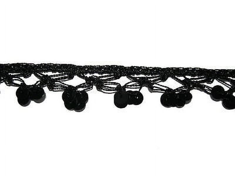 Lily 0.75" Black Sequins Crochet Lace Trim By Yardage Sewing Notions Crafts