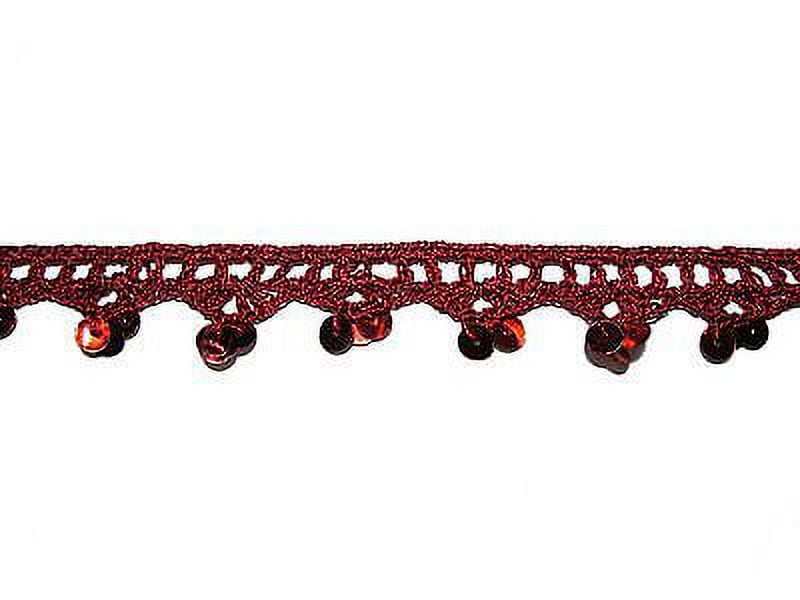Lily 0.75" Red Sequins Crochet Lace Trim By Yardage Sewing Notions Crafts
