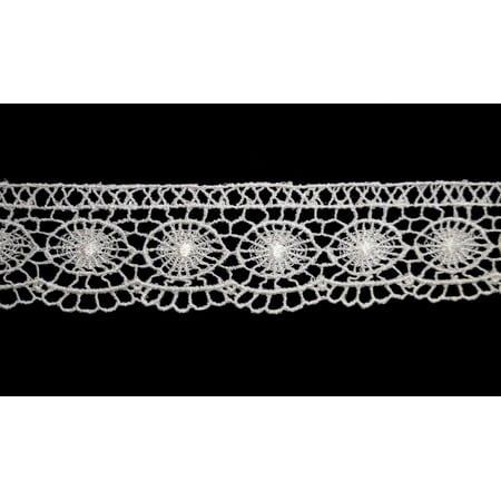 Lily 1.25" Ivory Floral Scalloped Edge Embroidery Venice Lace Trim By Yardage