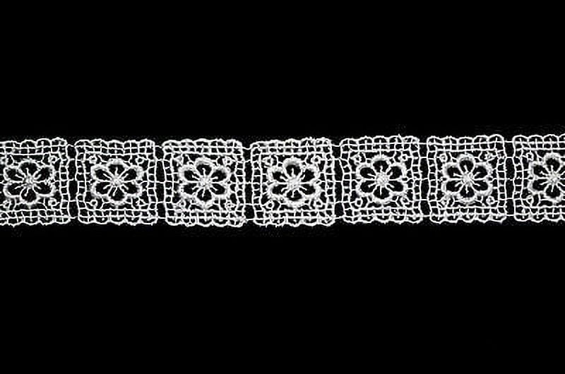 Lily 1.25" White Beautiful Cuttable Floral Squares Venice Lace Trim By Yardage