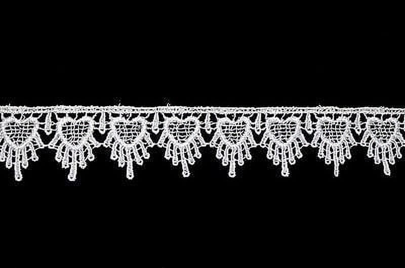 Lily 1.25" Wide Beautiful White Heart Scalloped Edge Venice Lace Trim By Yardage