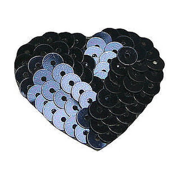 Lily 1-3/8"x1.25" Beaded Sequins Navy Heart Sew On Applique Patch Motif Craft