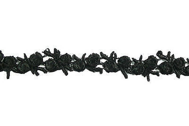 Lily 1/4" Black Little Dainty Floral Venice Lace Trim Guipure Craft by Yardage