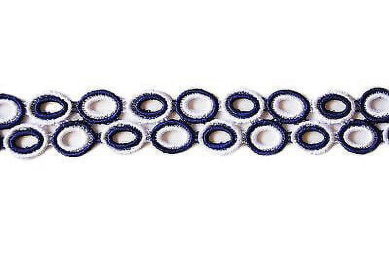 Lily 1.5" Blue and White Circle Two Tone Venice Lace Trim Sold By Yardage