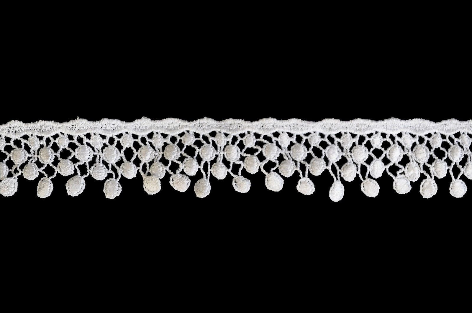 Lily 1.5" White Venice Vintage Abstract Circle Lace Trim Sold By Yard