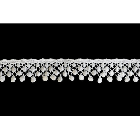 Lily 1.5" White Venice Vintage Abstract Circle Lace Trim Sold By Yard