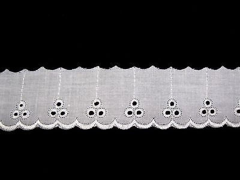 Lily 1.5" off-White, White Cotton Embroidery Eyelet Lace Trim Wholesale Lot