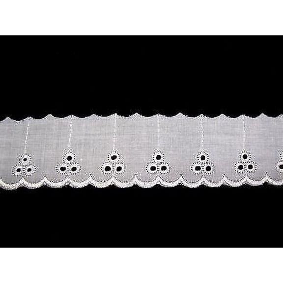 Lily 1.5" off-White, White Cotton Embroidery Eyelet Lace Trim Wholesale Lot